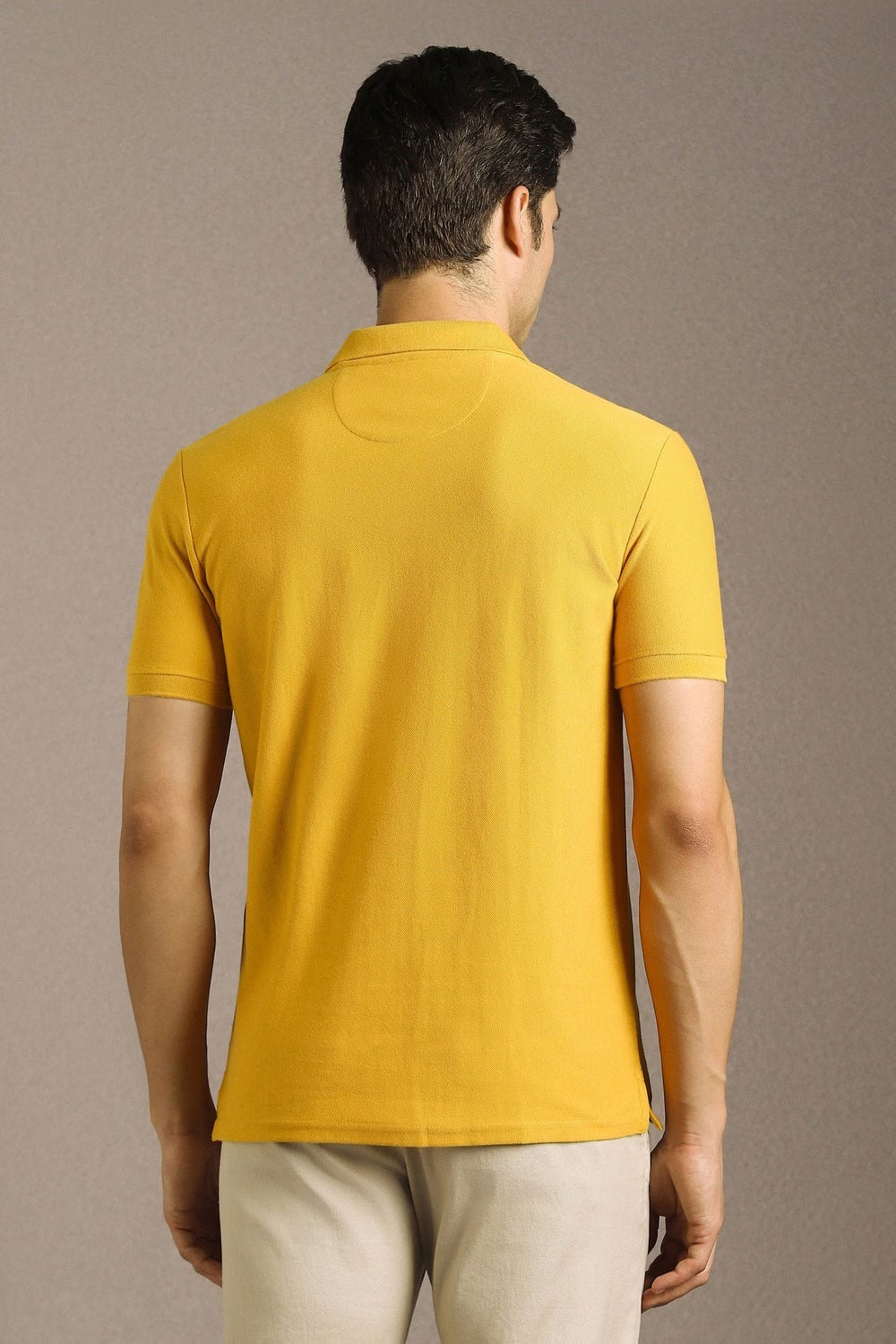 Clothex Premium Mustard Yellow Vertical Striped Textured Polo T-Shirt for Men | Luxury Cotton Blend Half Sleeve Collared Knit Polo | Smart Casual Regular Fit Summer Fashion Tee
