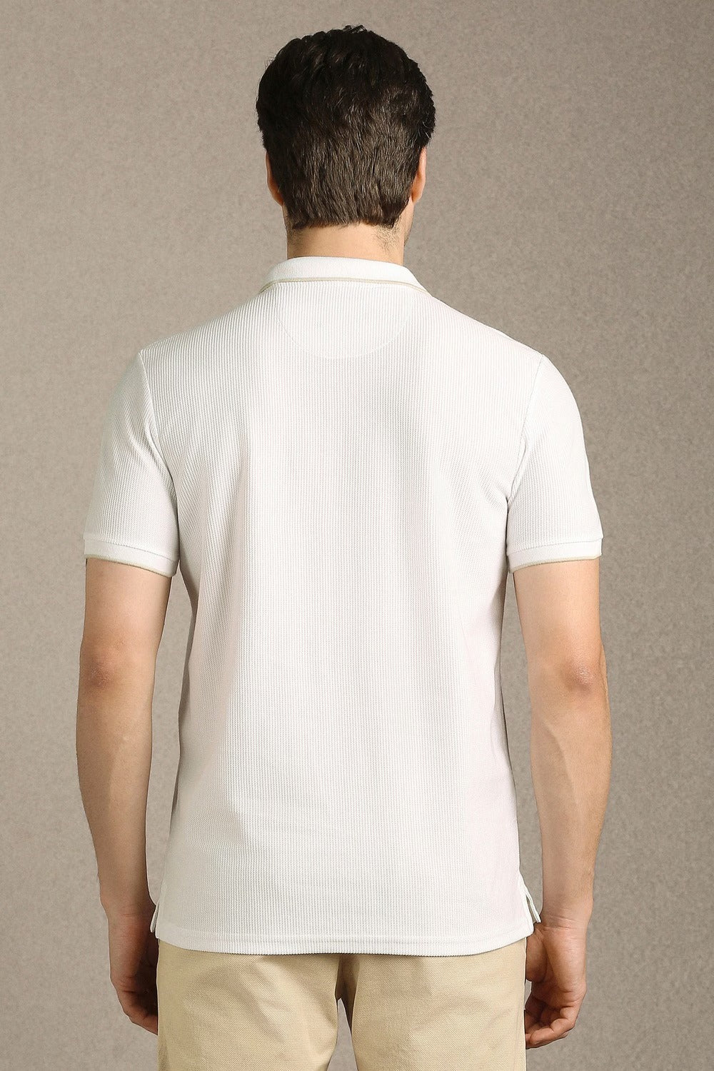 Clothex Premium Off White Textured Zip Polo T-Shirt for Men | Luxury Cotton Blend Half Sleeve Collared Knit Polo | Smart Casual Regular Fit Summer Fashion Tee